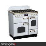 اجاق گاز مبله تاکنوگاز سری فالکون مدل FALCON-L-5B-WS-Gold رنگ سفید استیل